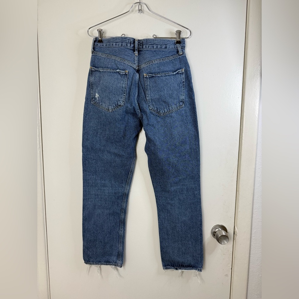 Agolde Riley high rise straight crop blue button fly denim jeans 27 - Picture 5 of 11
